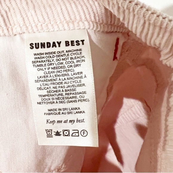 Sunday Best Aritzia Light Pink Cotton Zip Fly Corduroy Straight Leg Pants SZ 2 - Picture 9 of 11